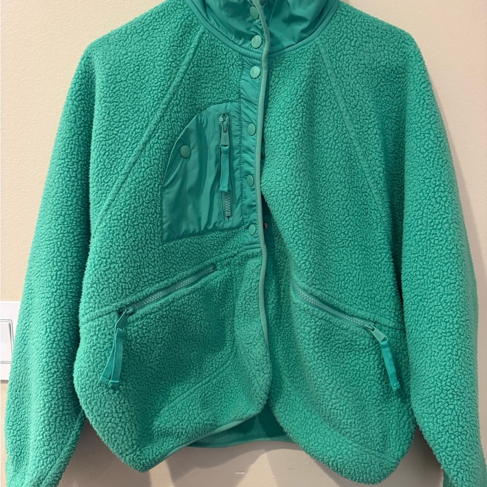 Hit the Slopes FP Movement by Free People Green Fleece Jacket